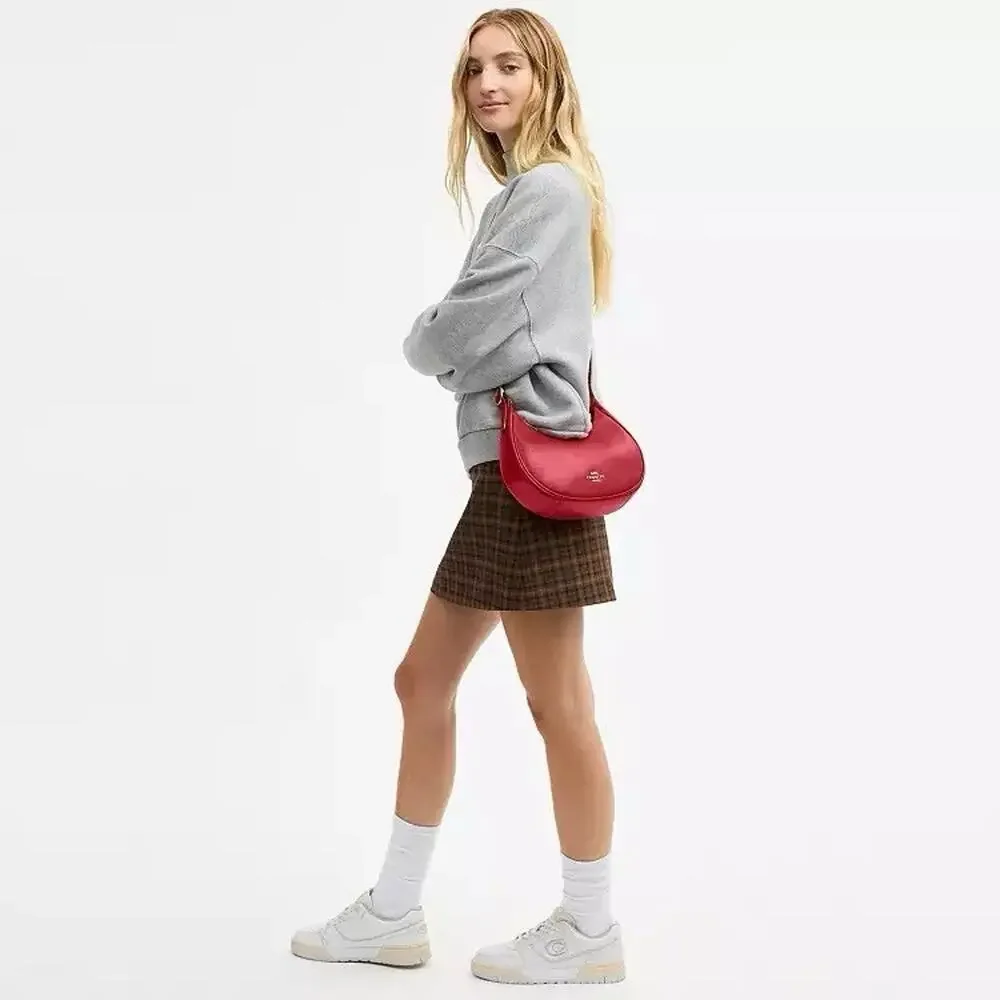NWT Coach Emily Shoulder Bag Shiny smooth leather CDX34 Gold/Poppy